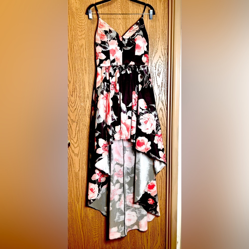 B Darlin Floral High-Low A-Line Dress